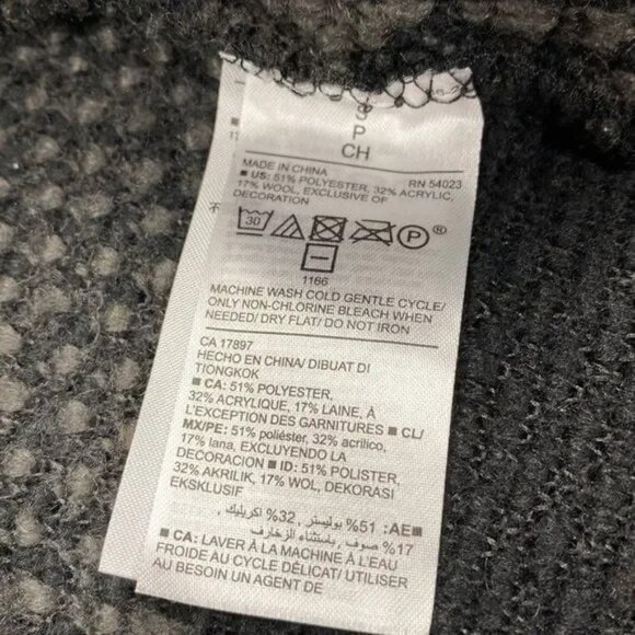 OLD NAVY WOMEN'S BLACK/GRAY FAUX LEATHER TRIM WOOL CARDIGAN JACKET SMALL-NICE! - Picture 4 of 6